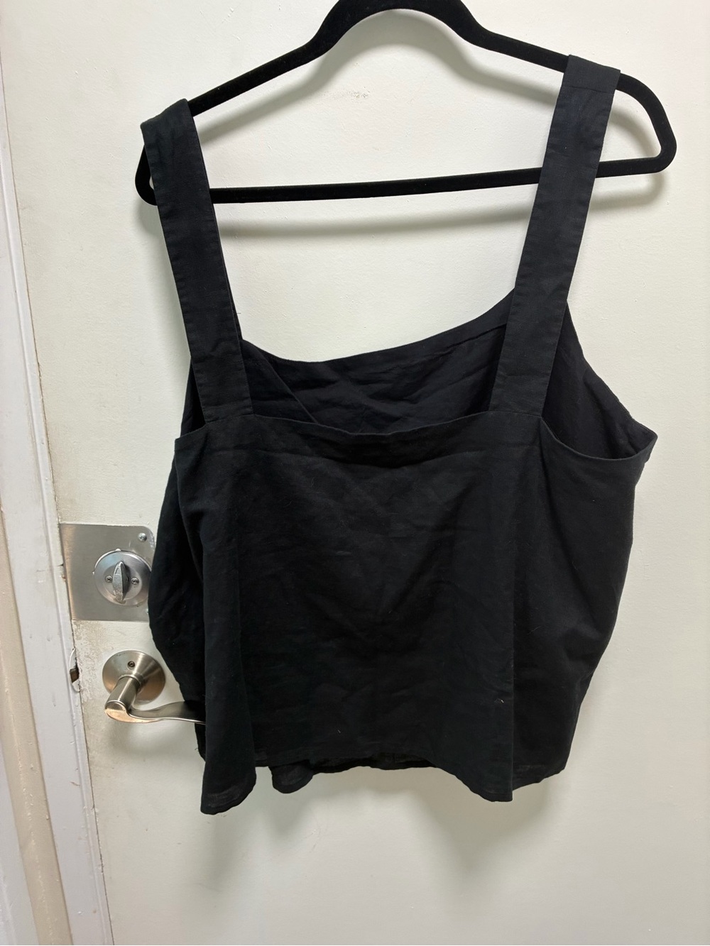 J. Crew Linen-Blend Squareneck Tank Top Black Side Zipper Plus Size 3X, women’s